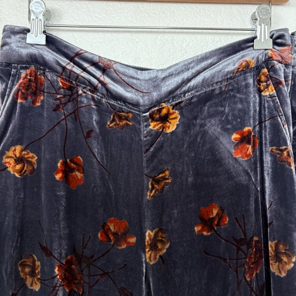 Anthropologie Ett:twa Jessie Floral Velvet Wide Leg Pants Size S - Picture 4 of 9